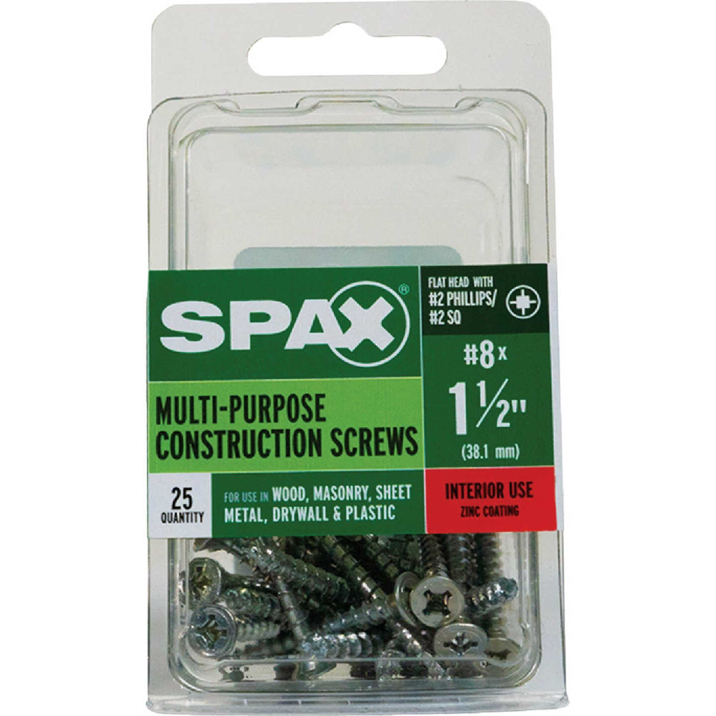 SPAX #8 x 1-1/2 In. Unidrive (Combo Drive) Flat Head Zinc (Interior) Multi-Purpose Construction Screw (25-Count) Image 4