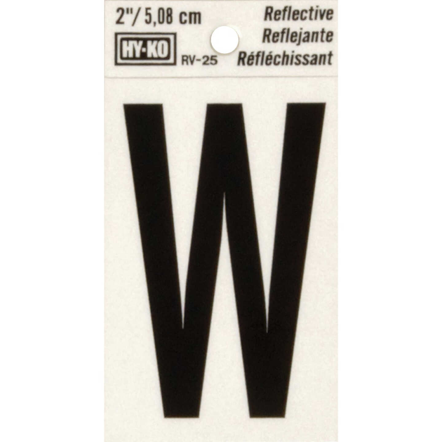 Hy-Ko Vinyl 2 In. Reflective Adhesive Letter, W Image 1