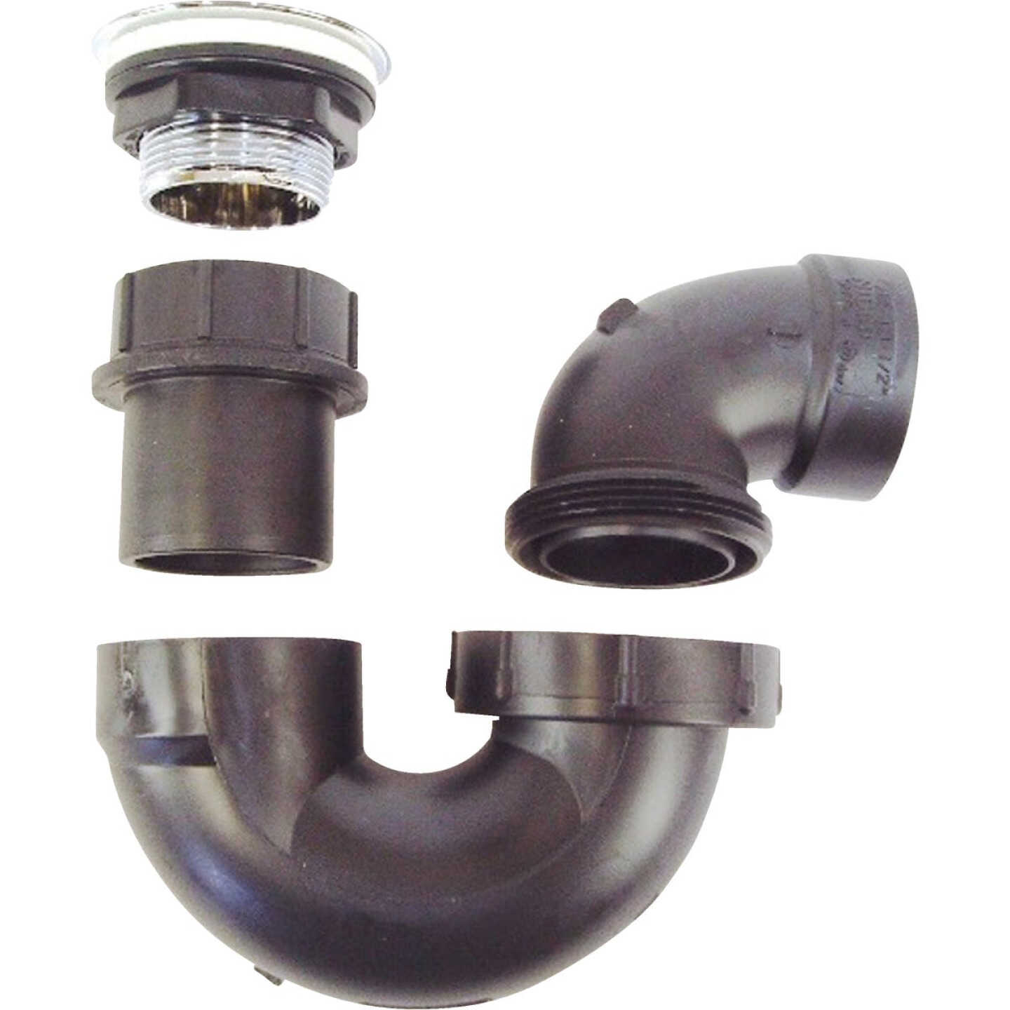 United States Hardware Black ABS Plastic Bathtub P-Trap Image 1