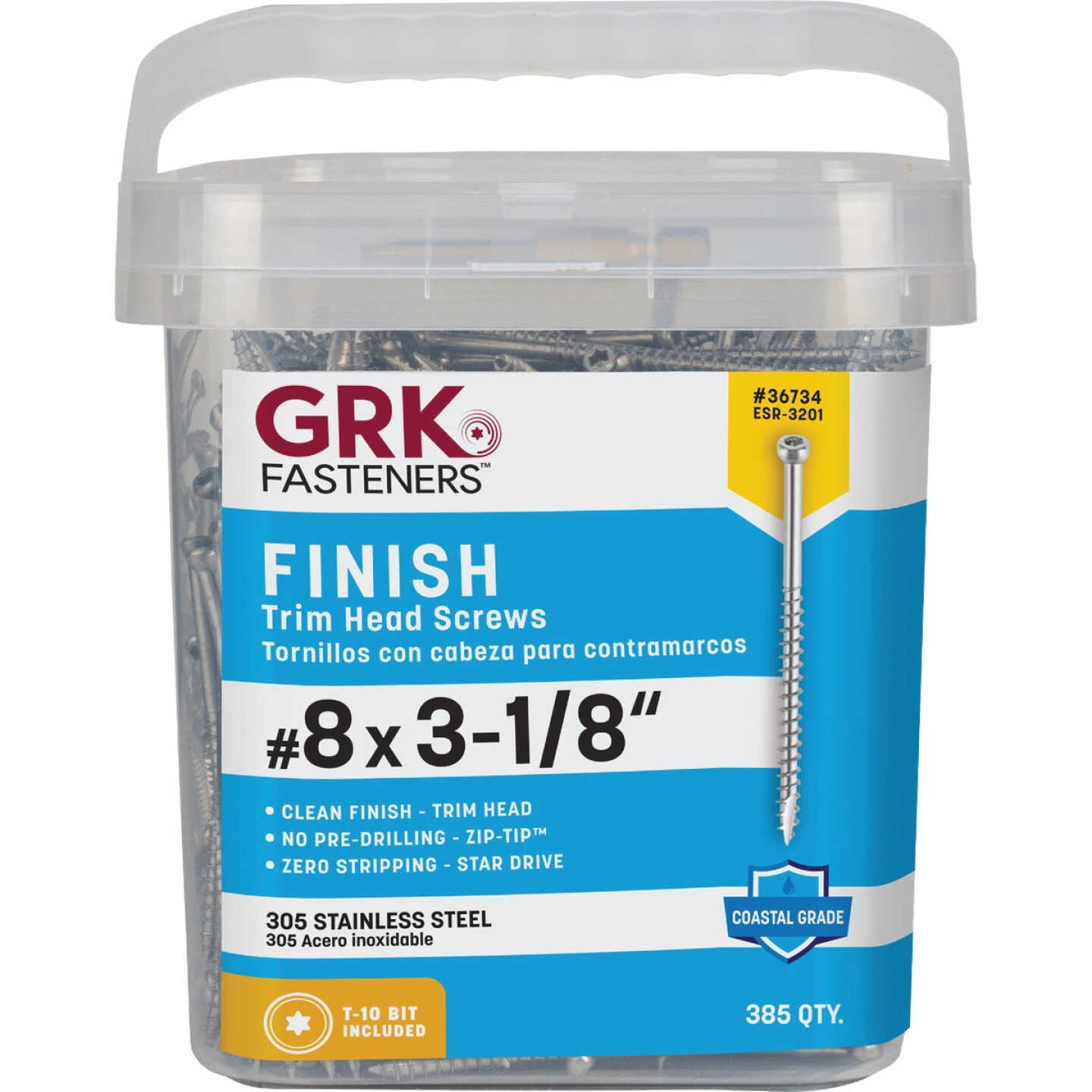 GRK #8 x 3-1/8 In. Star Drive Stainless Steel Trim Screw (385-Count) Image 2