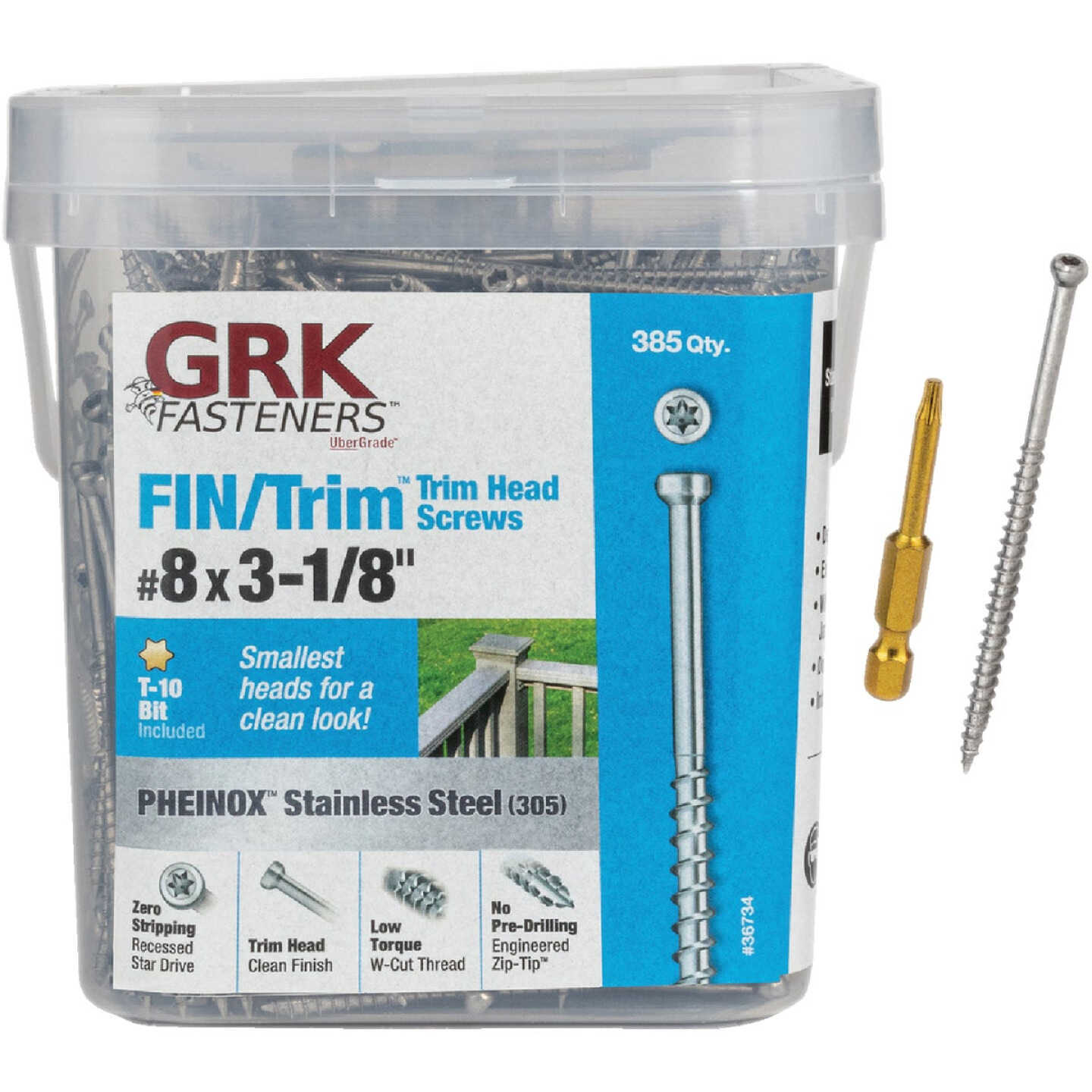 GRK #8 x 3-1/8 In. Star Drive Stainless Steel Trim Screw (385-Count) Image 1