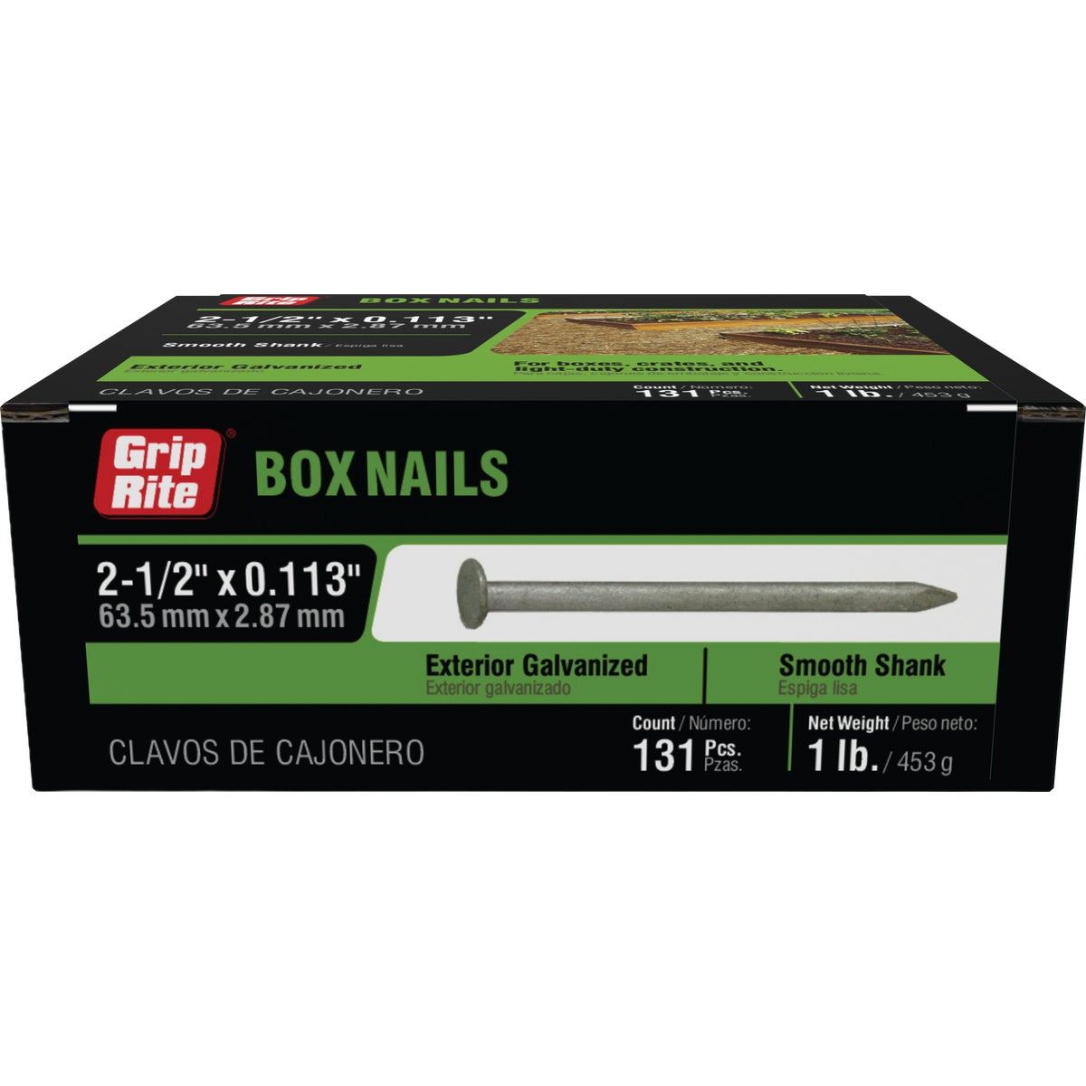 Grip-Rite 2-1/2 In. x 11-1/2 ga x 8d Hot Galvanized Box Nails (145-Count) Image 2