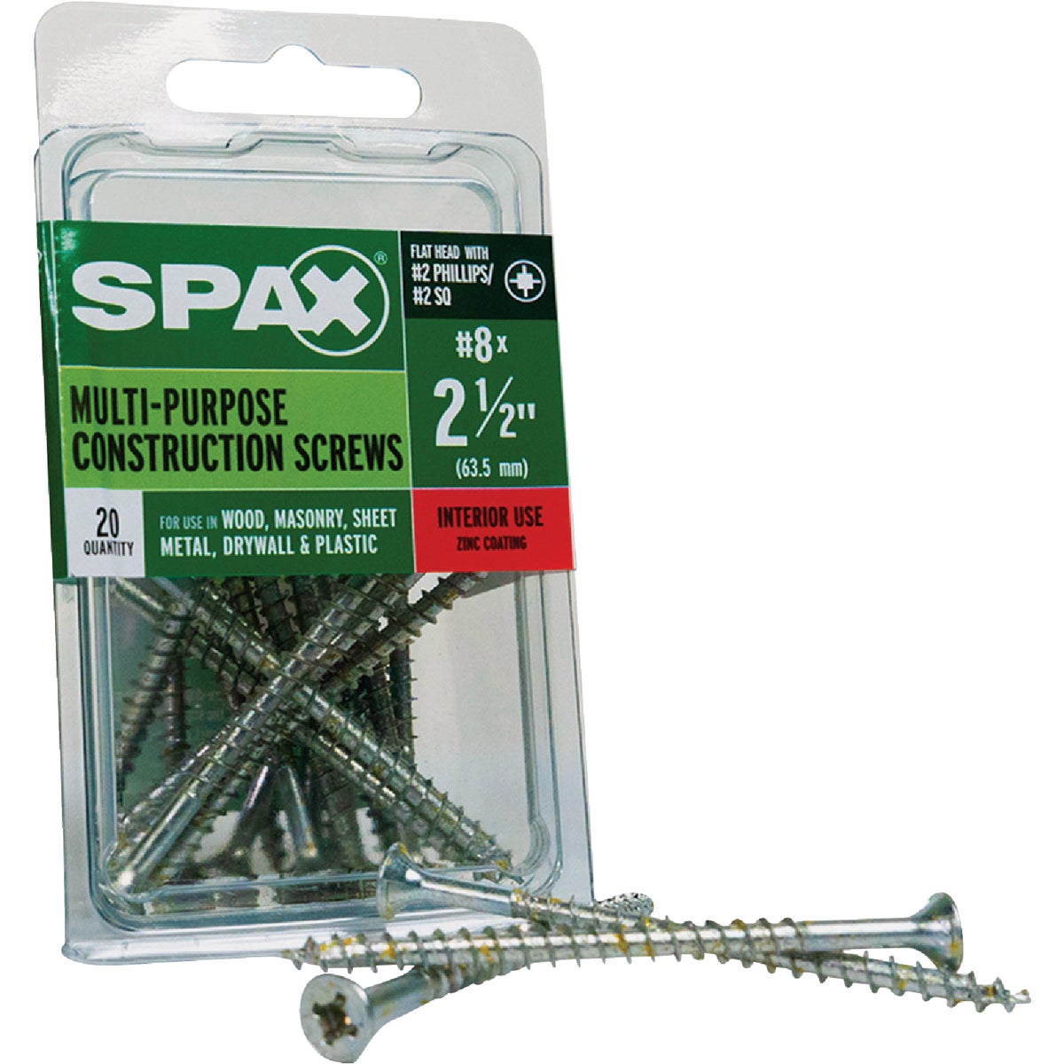 SPAX #8 x 2-1/2 In. Unidrive (Combo Drive) Flat Head Zinc (Interior) Multi-Purpose Construction Screw (12-Count) Image 6