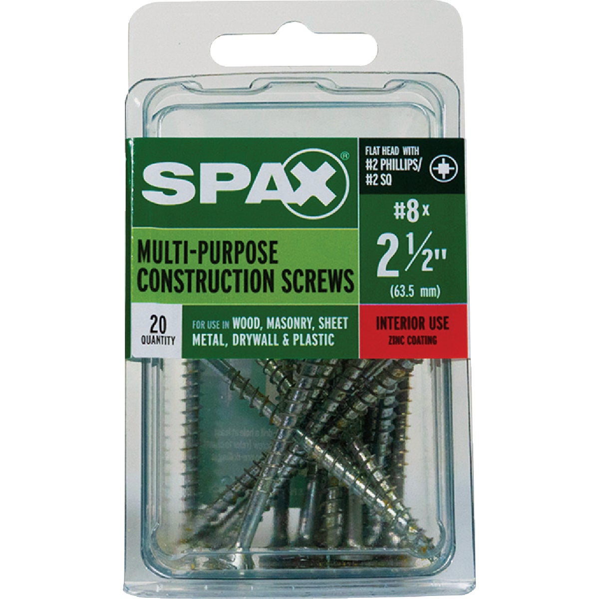 SPAX #8 x 2-1/2 In. Unidrive (Combo Drive) Flat Head Zinc (Interior) Multi-Purpose Construction Screw (12-Count) Image 4