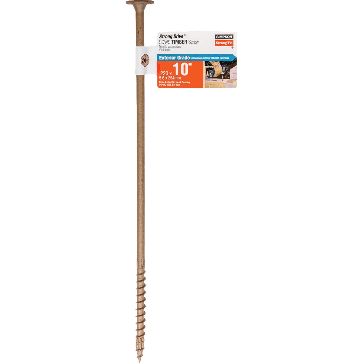 Simpson Strong-Tie Strong-Drive SDWS 10 In. x 0.220 In. T40 (Exterior Grade) Tan Timber Screw Image 1