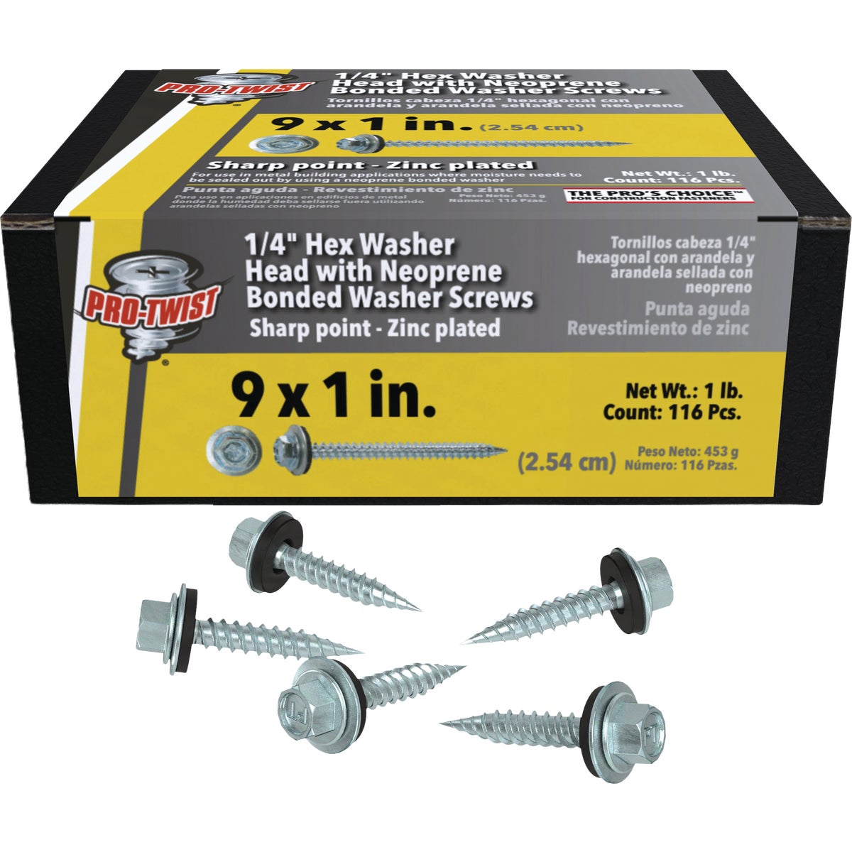 Pro-Twist #9 x 1 In. Hex Washer Head Galvanized Framing Screw (116-Count) Image 1