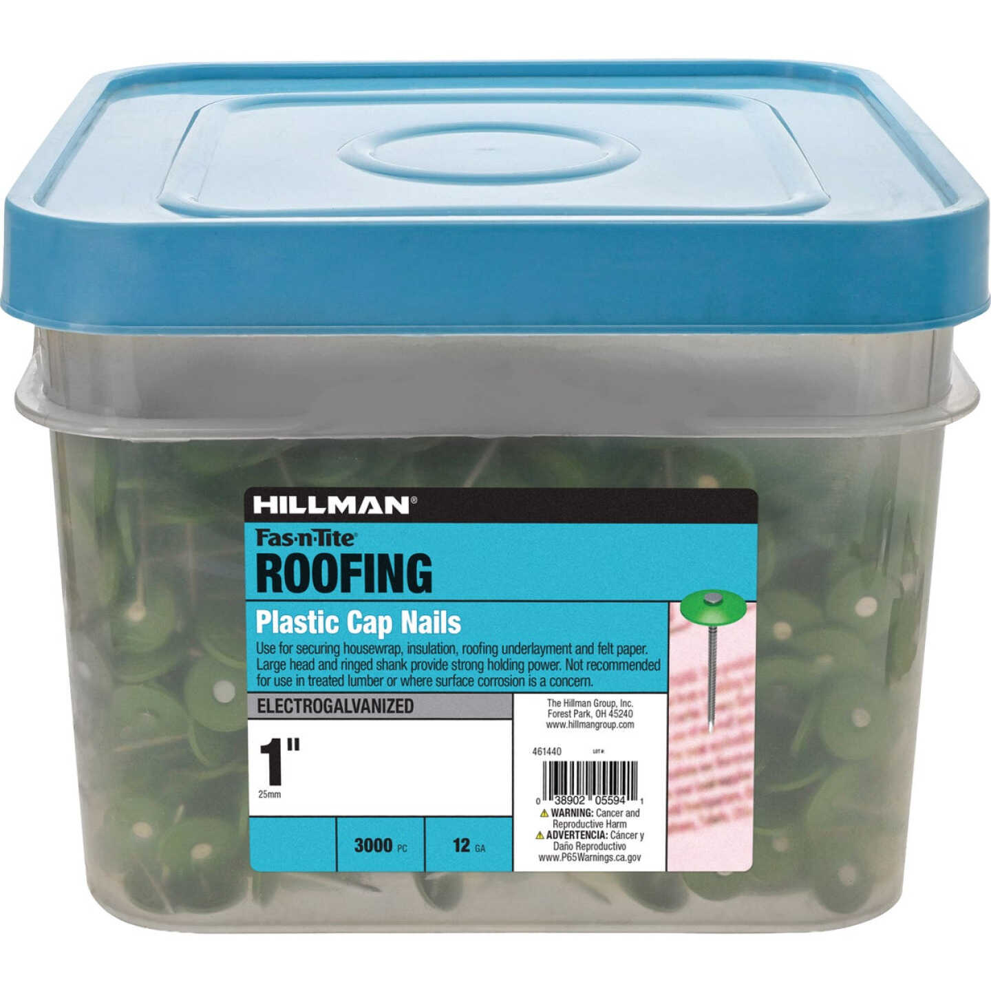Hillman Fas-n-Tite 1 In. Electrogalvanized Plastic Cap Roofing Nails (3000-Count) Image 1