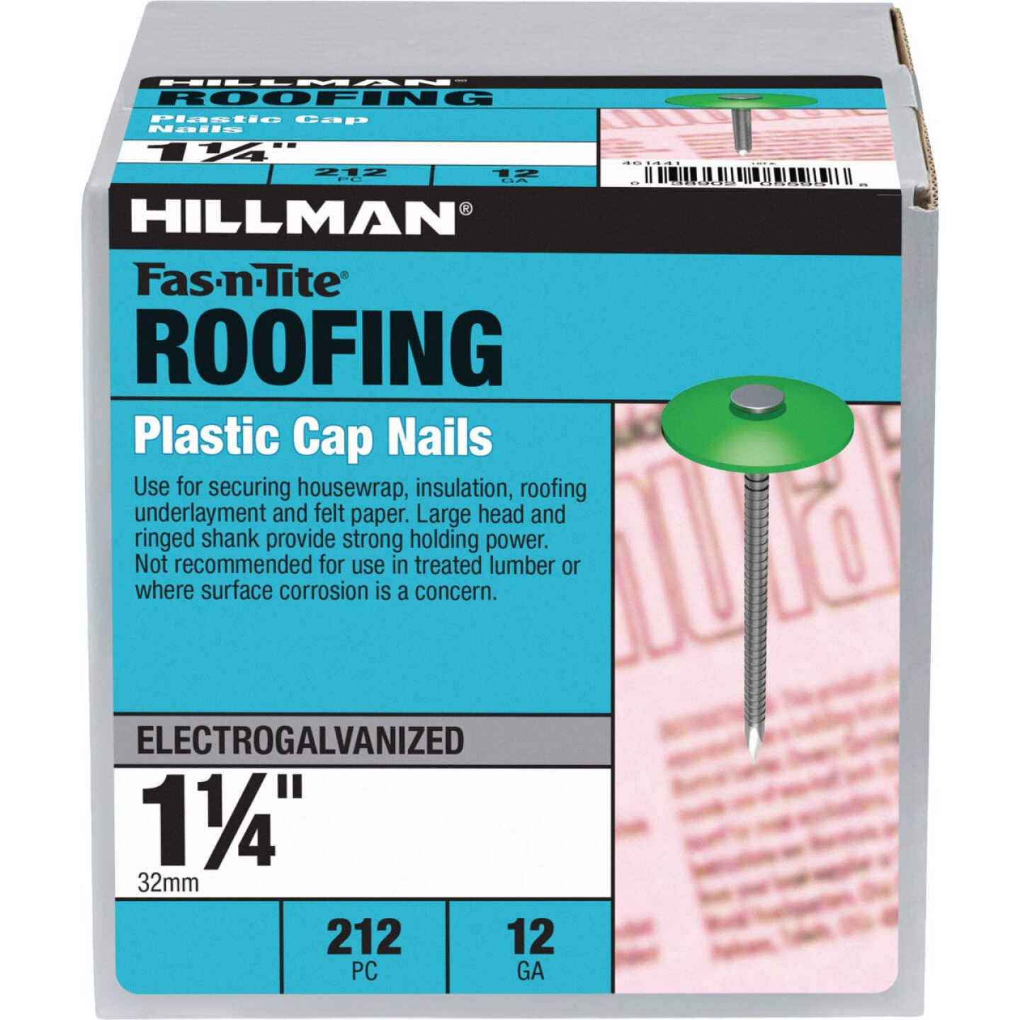Hillman Fas-n-Tite 1-1/4 In. Electrogalvanized Plastic Cap Roofing Nails (212-Count) Image 1