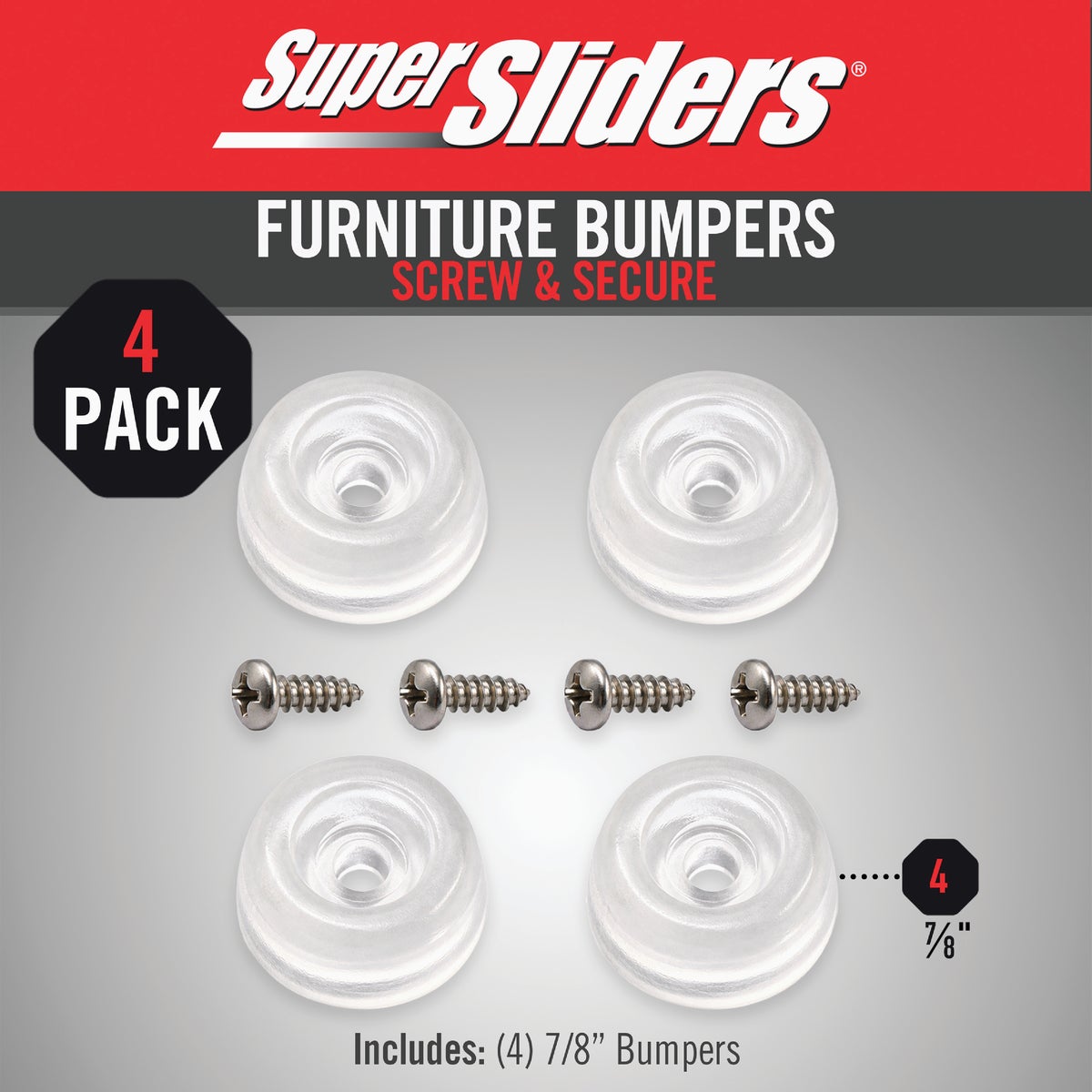 Super Sliders 7/8 In. Screw-on Furniture Wall Bumpers (4-Pack) Image 2