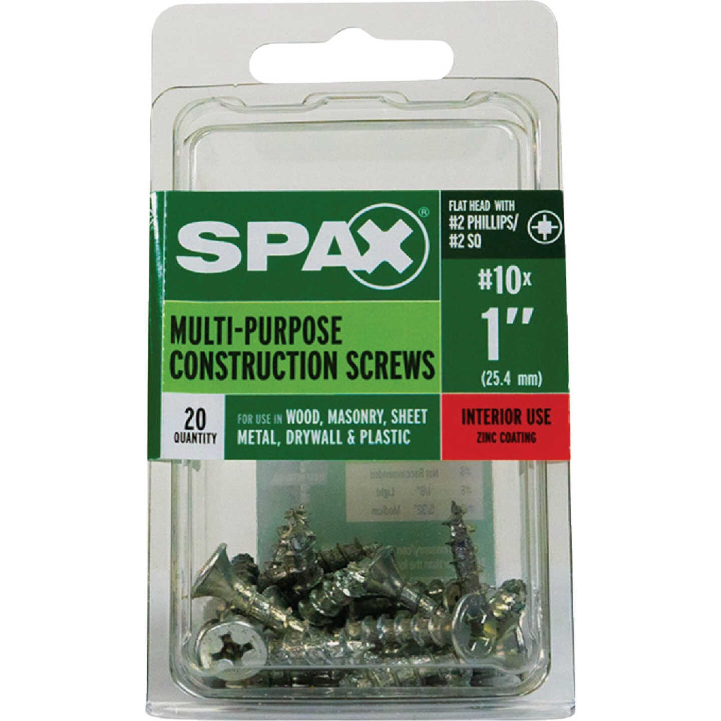 SPAX #10 x 1 In. Unidrive (Combo Drive) Flat Head Zinc (Interior) Multi-Purpose Construction Screw (20-Count) Image 4