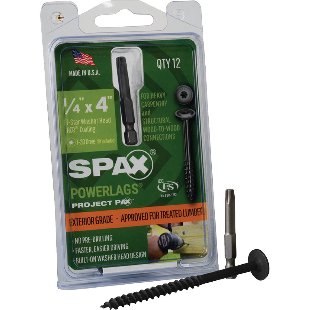SPAX PowerLags 1/4 In. x 4 In. T30 Washer Head HCR (Exterior Rated) Lag Screw (12-Count)