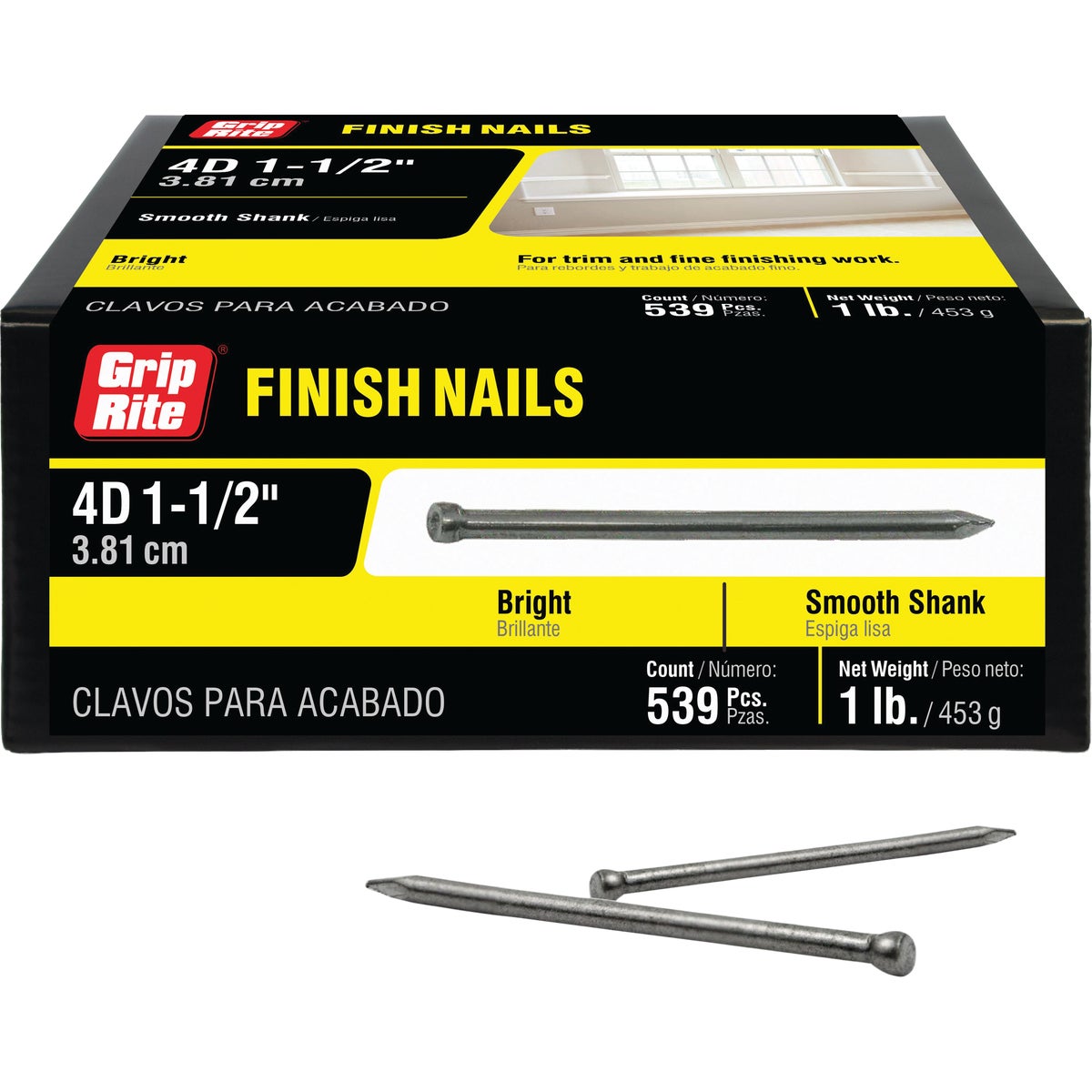 Grip-Rite 1-1/2 In. x 4d Bright Finishing Nails (630-Count)
