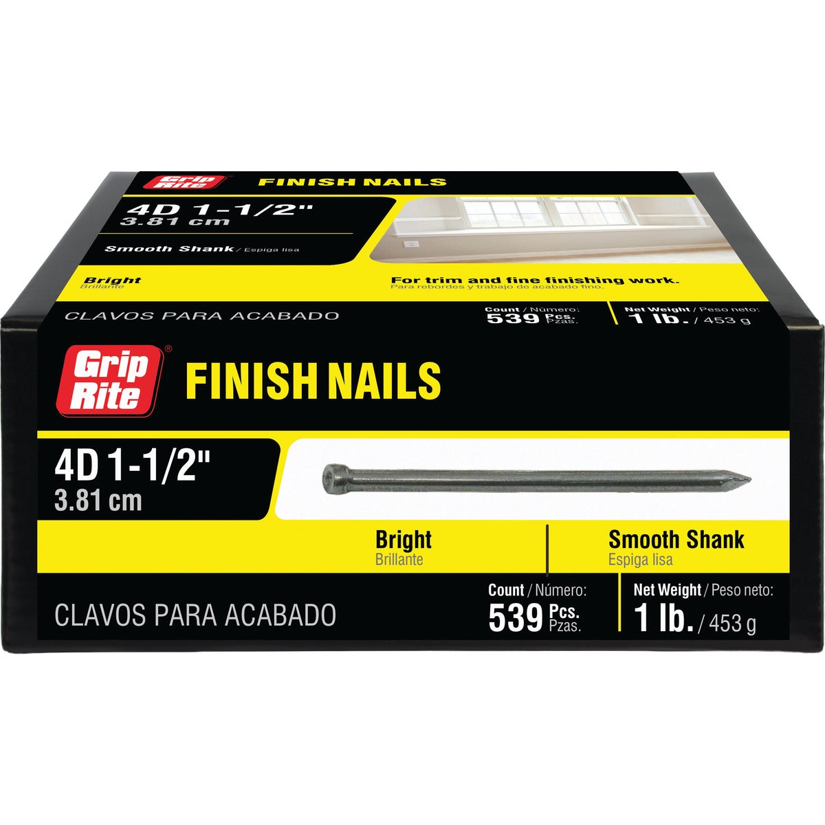 Grip-Rite 1-1/2 In. x 4d Bright Finishing Nails (630-Count) Image 3