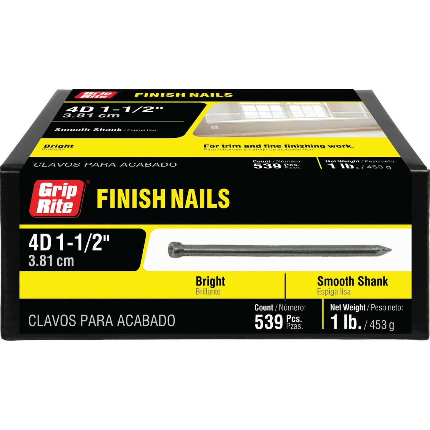 Grip-Rite 1-1/2 In. x 4d Bright Finishing Nails (630-Count) Image 3
