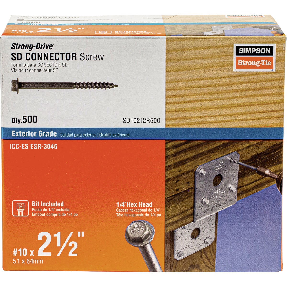 Simpson Strong-Tie Strong-Drive SD #10 x 2-1/2 In. Hex Drive Mechanically Galvanized Connector Screw (500-Count) Image 2