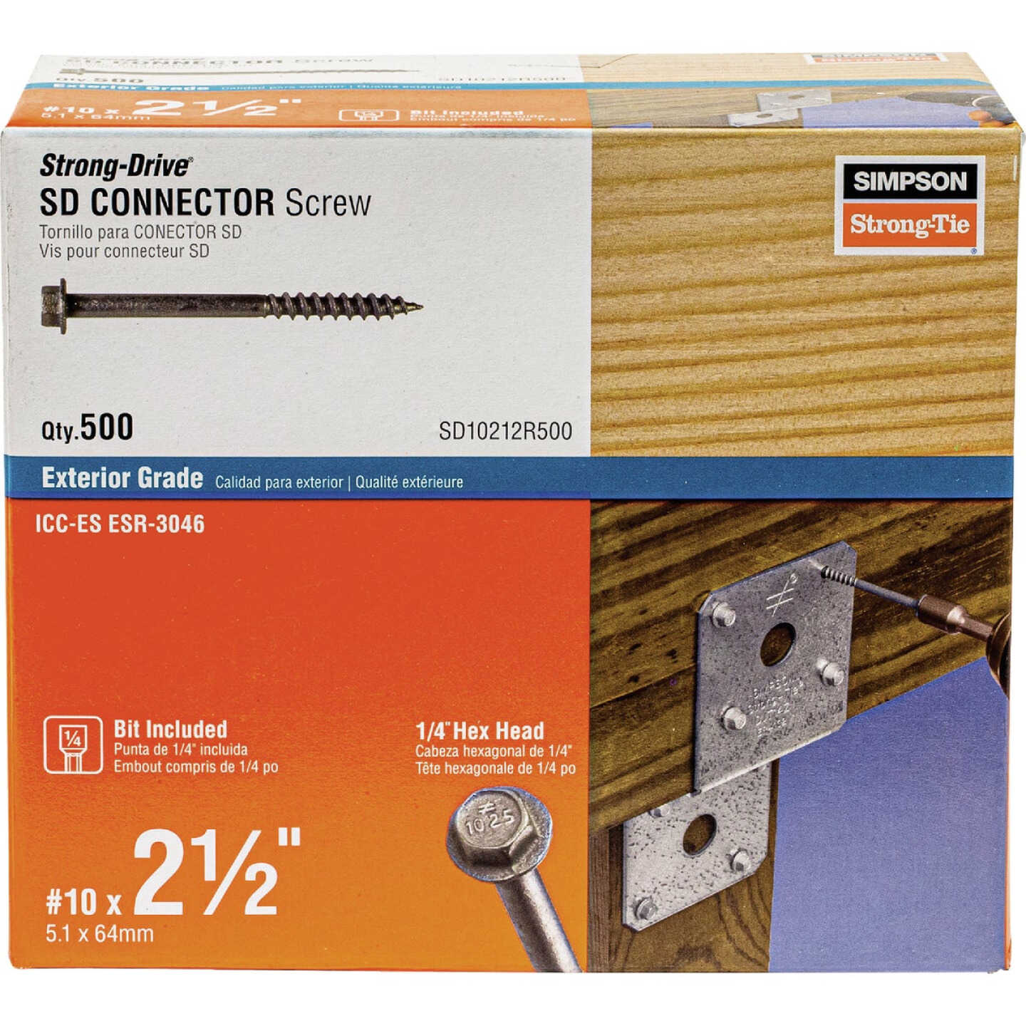 Simpson Strong-Tie Strong-Drive SD #10 x 2-1/2 In. Hex Drive Mechanically Galvanized Connector Screw (500-Count) Image 2