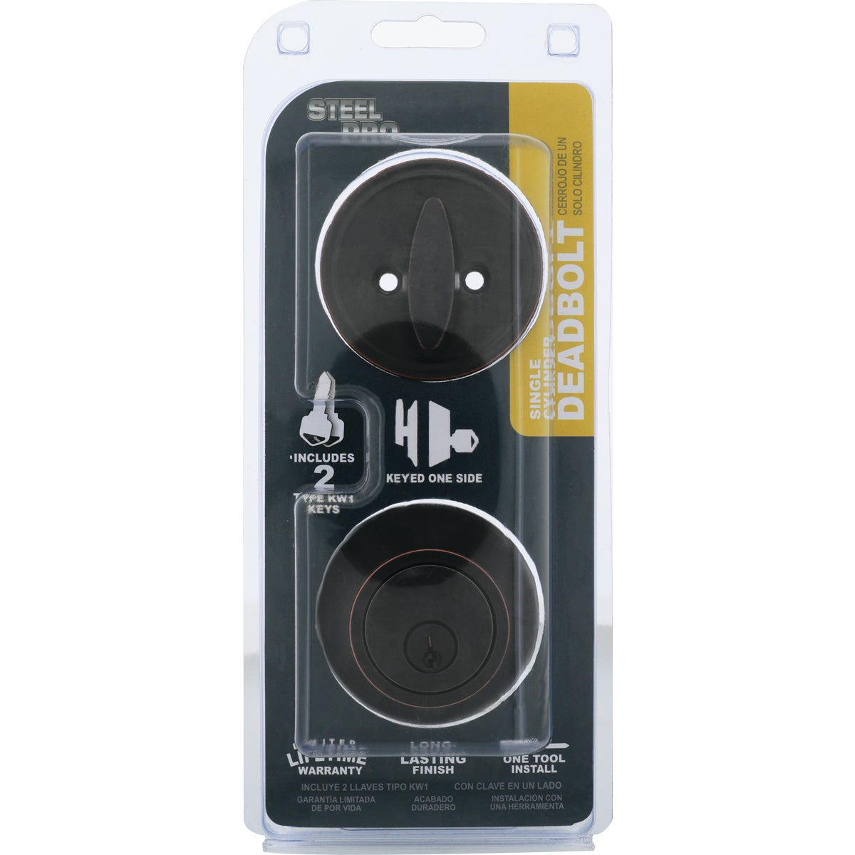 Steel Pro Oil Rubbed Bronze Single Cylinder Deadbolt Image 2