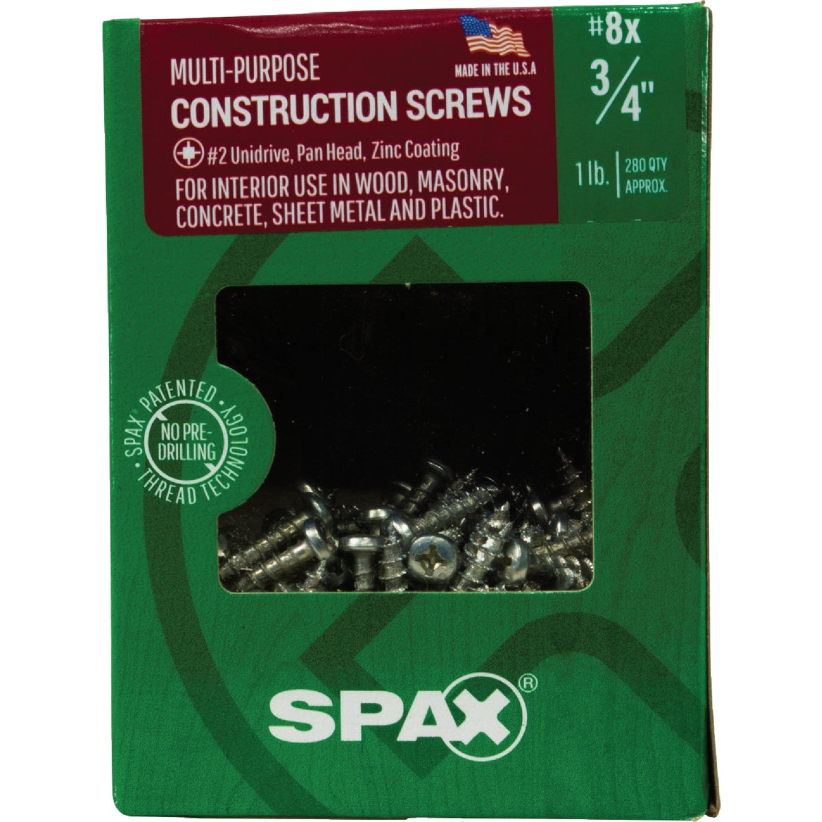 SPAX #8 x 3/4 In. Unidrive (Combo Drive) Pan Head Zinc (Interior) Multi-Purpose Construction Screw (280-Count) Image 6