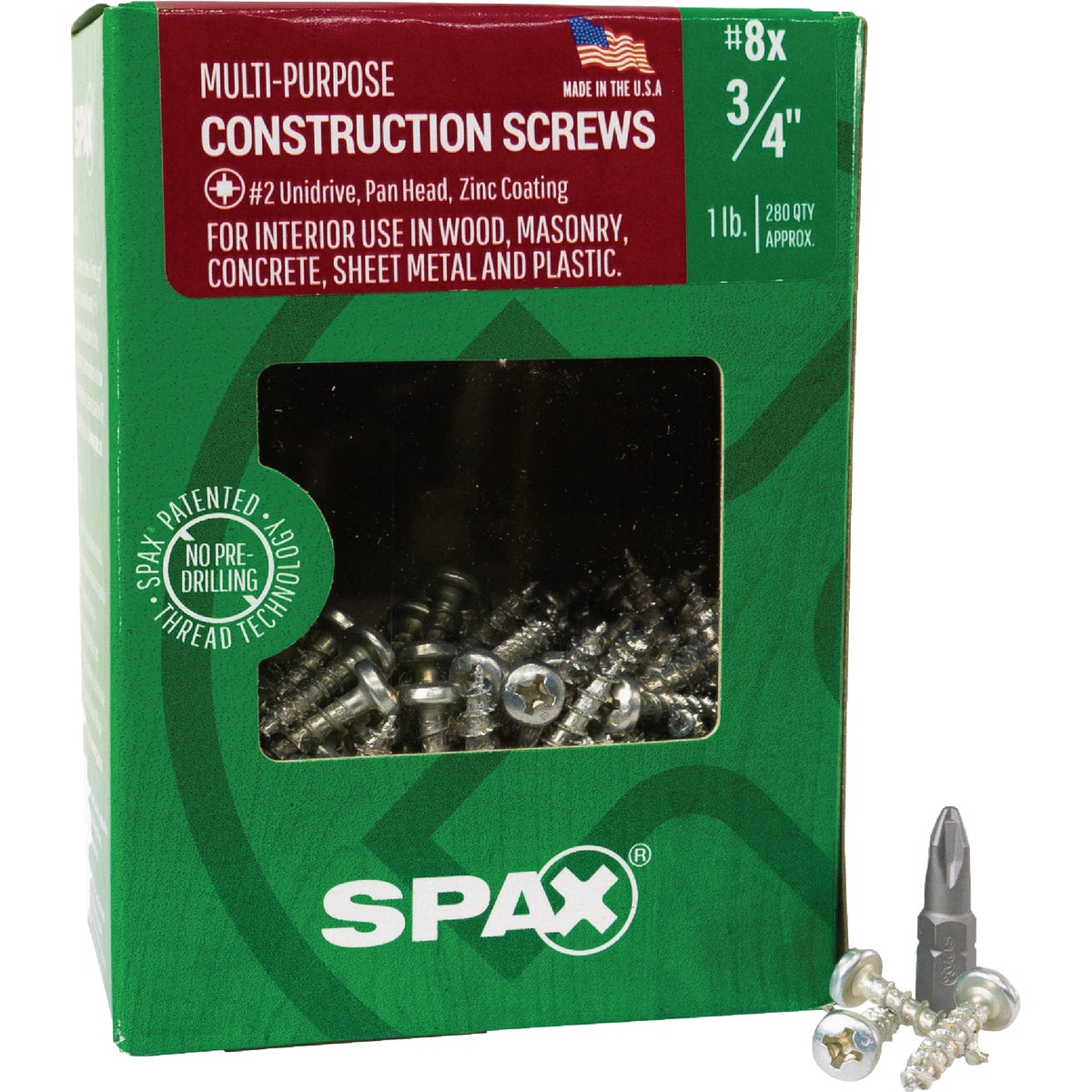 SPAX #8 x 3/4 In. Unidrive (Combo Drive) Pan Head Zinc (Interior) Multi-Purpose Construction Screw (280-Count) Image 5