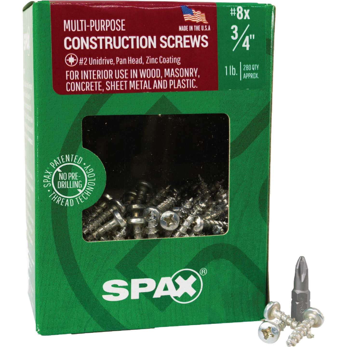 SPAX #8 x 3/4 In. Unidrive (Combo Drive) Pan Head Zinc (Interior) Multi-Purpose Construction Screw (280-Count) Image 5
