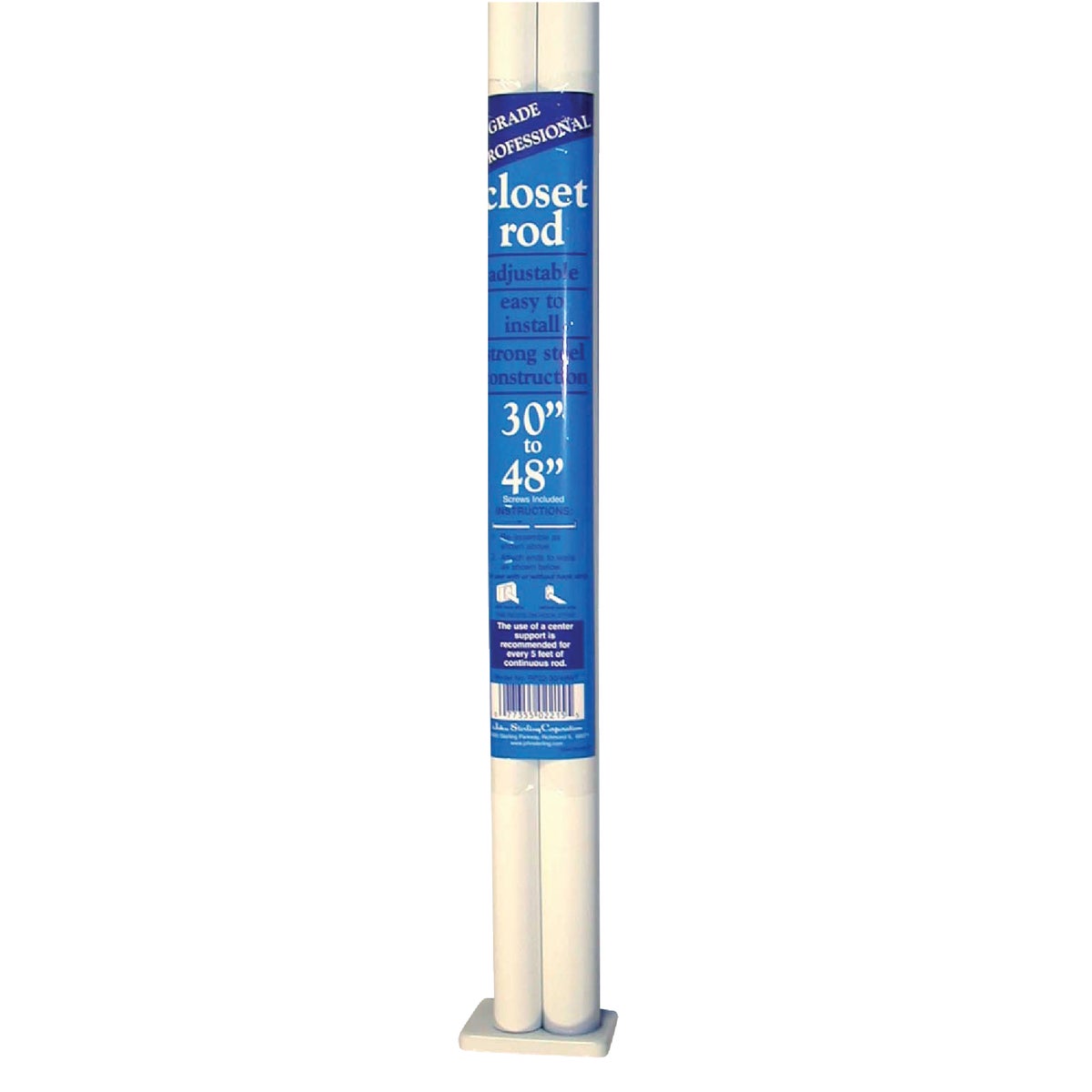 John Sterling Closet-Pro 30 In. to 48 In. x 1 In. Adjustable Closet Rod, White Image 1