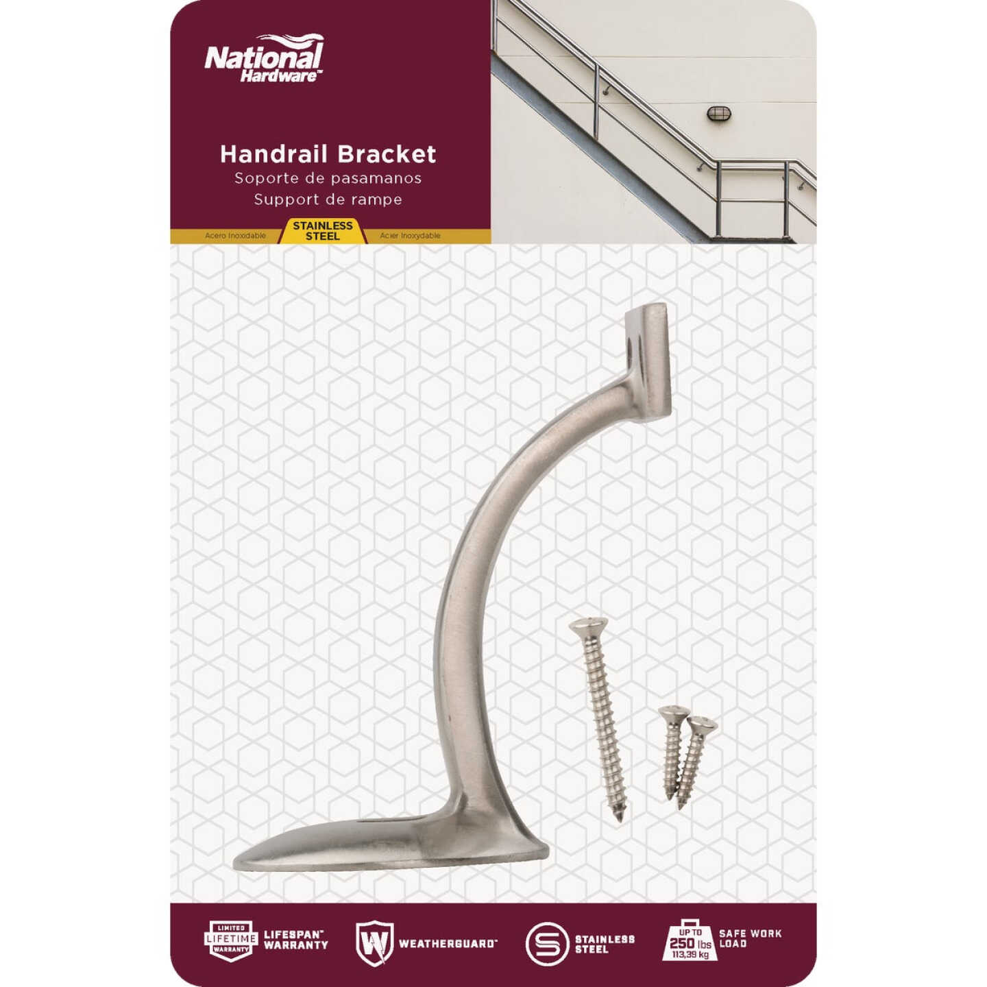National Hardware Stainless Steel Handrail Bracket Image 2