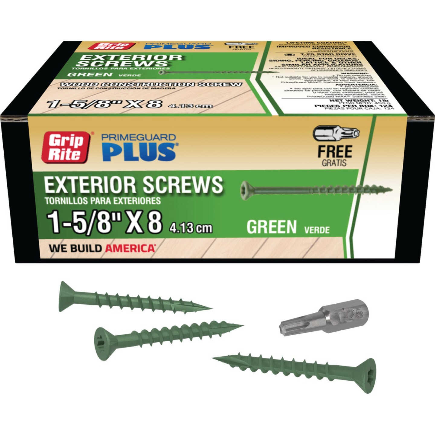 Grip-Rite PrimeGuard Plus 1-5/8 In. x 8 ga Star Drive Green Self-Drilling Exterior Screw (1 Lb.) Image 1