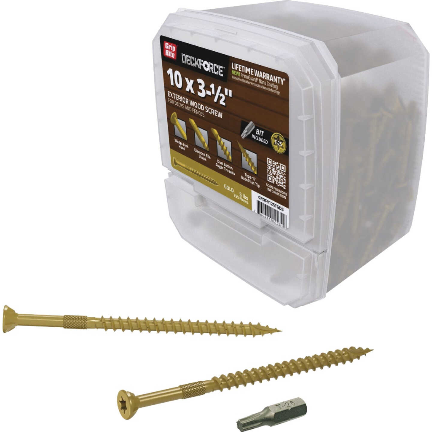 Grip-Rite DeckForce PrimeGuard Nano #10 x 3-1/2 In. Star Drive Gold Screw (5 Lb.) Image 2