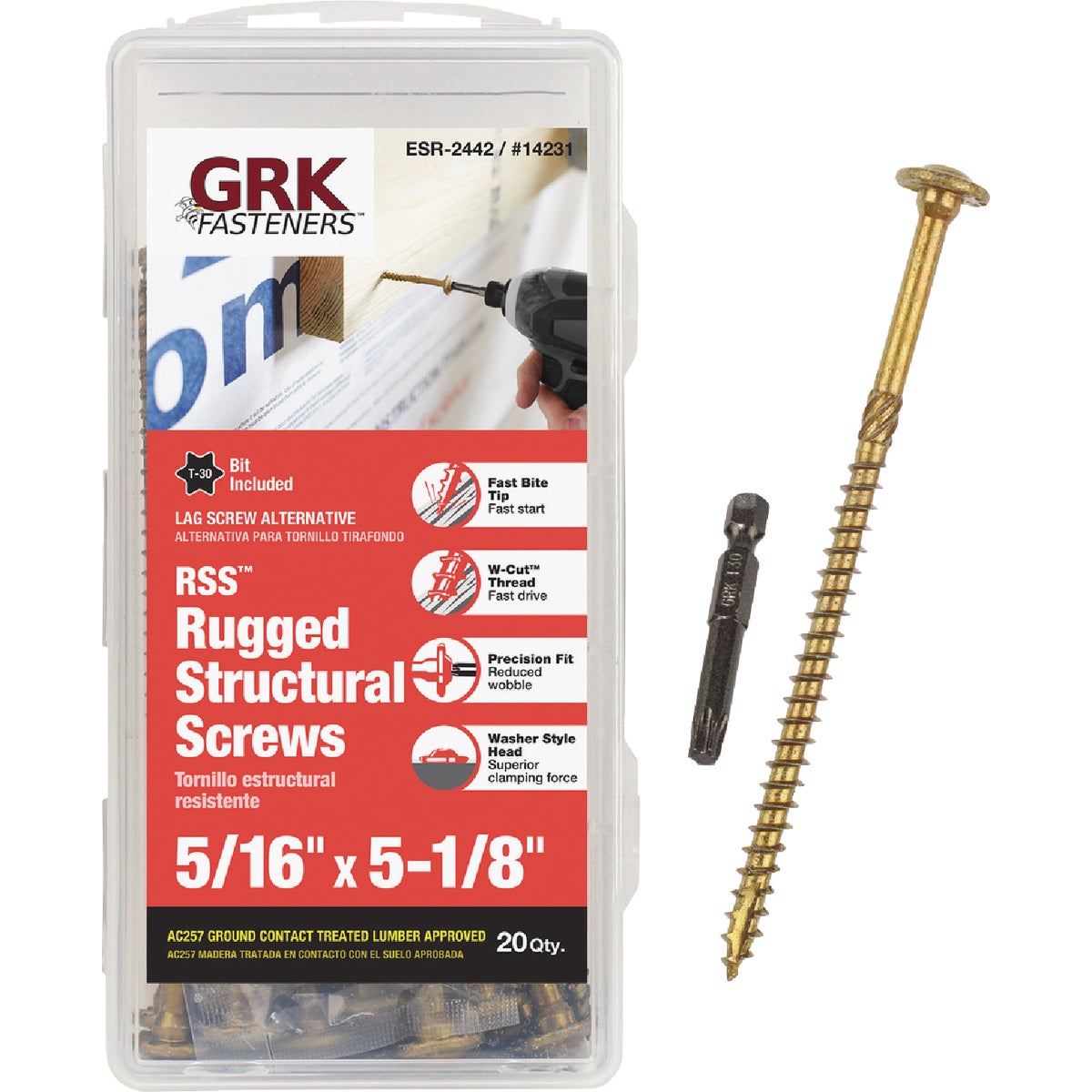 GRK RSS Rugged 5/16 In. x 5-1/8 In. Star Drive Washer-Head Structure Screw (20-Count)