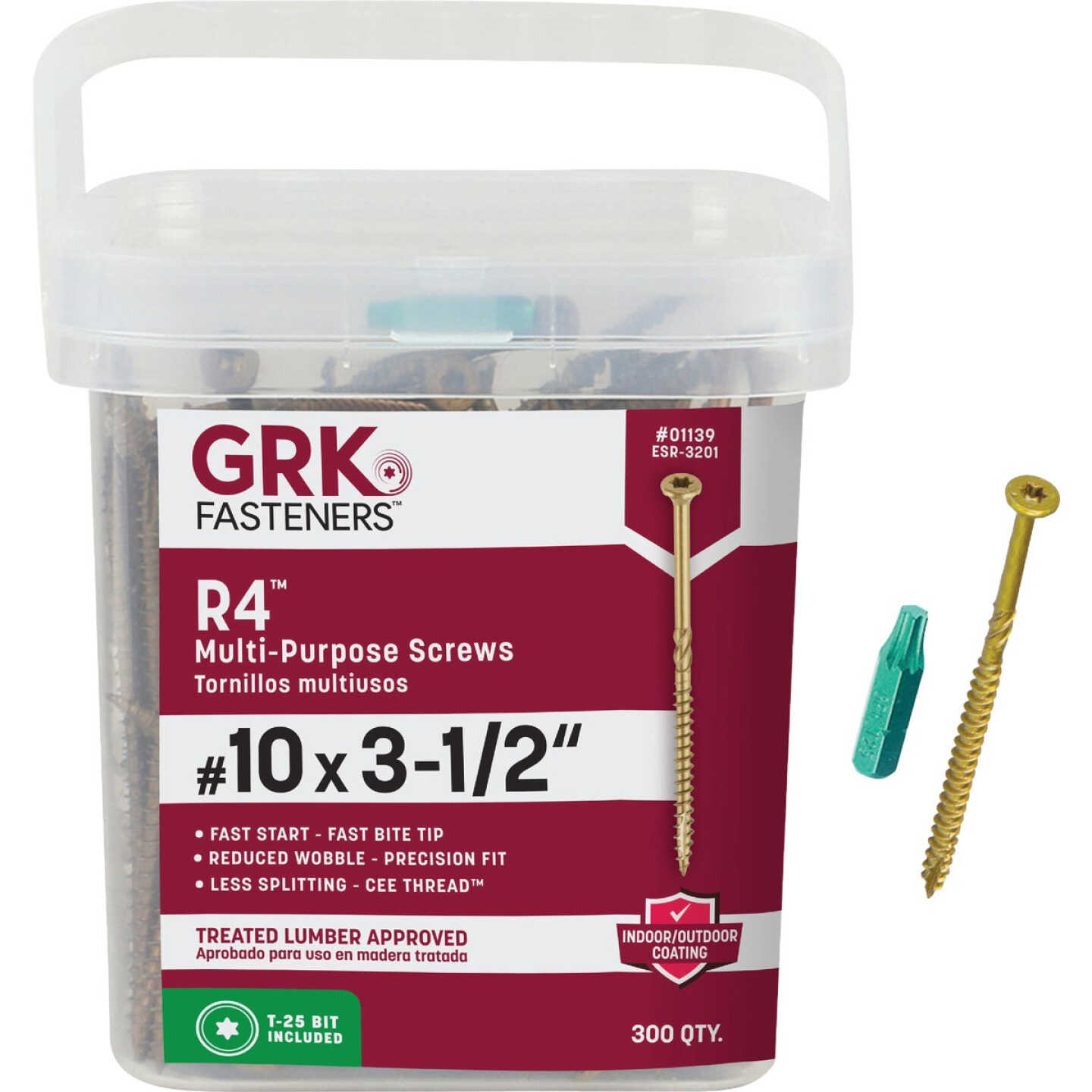 GRK R4 #10 x 3-1/2 In. Star Drive Multi-Purpose Wood Screw (300-Count) Image 1