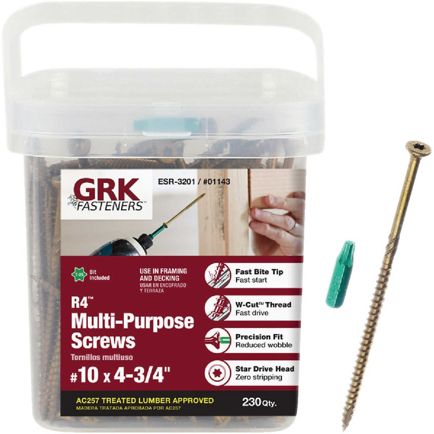 GRK R4 #10 x 4-3/4 In. Star Drive Multi-Purpose Wood Screw (230-Count) Image 1