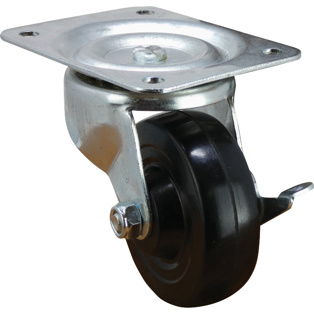 Shepherd Hardware 2-1/2 In. General-Duty Soft Rubber Swivel Plate Caster with Brake Image 7
