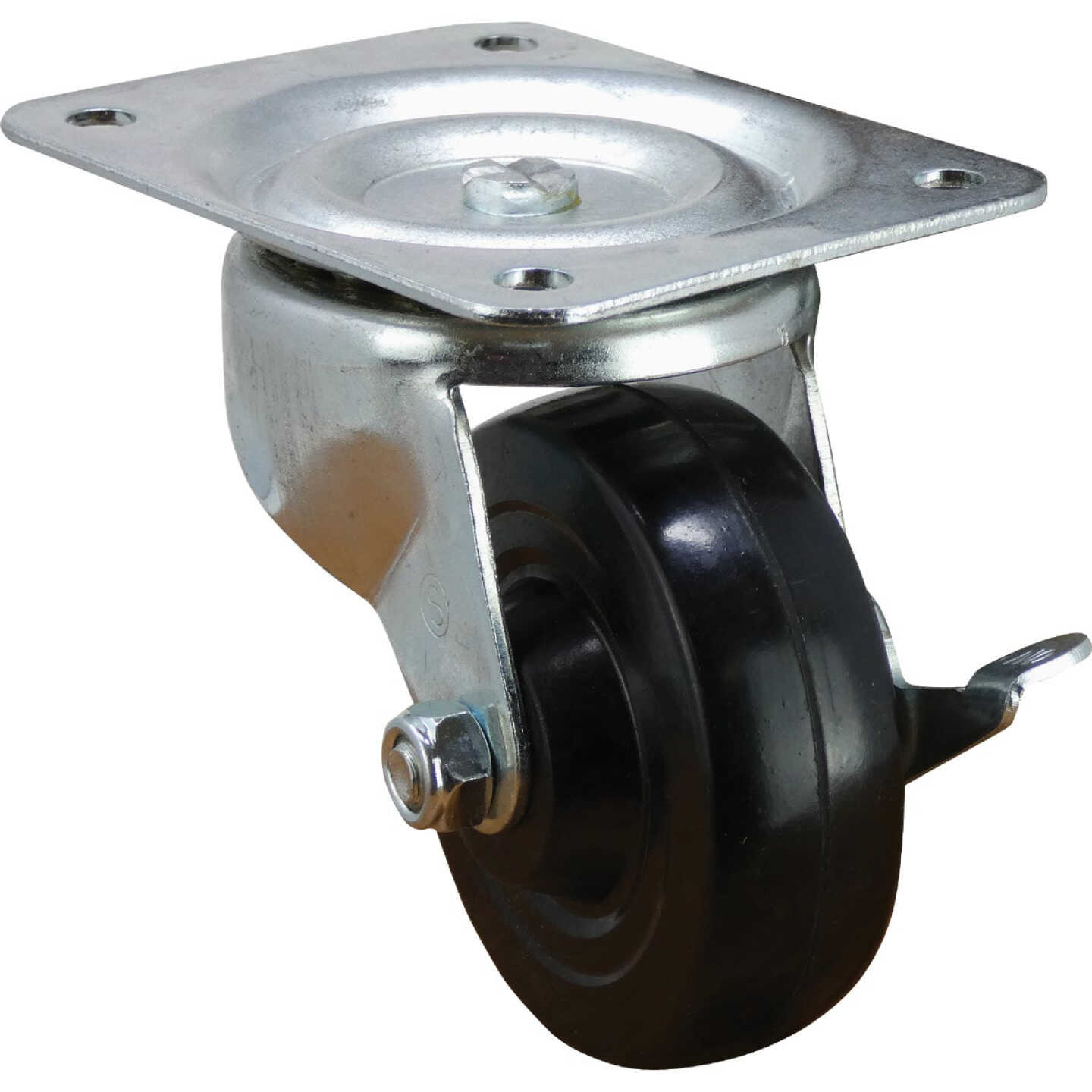 Shepherd Hardware 2-1/2 In. General-Duty Soft Rubber Swivel Plate Caster with Brake Image 7
