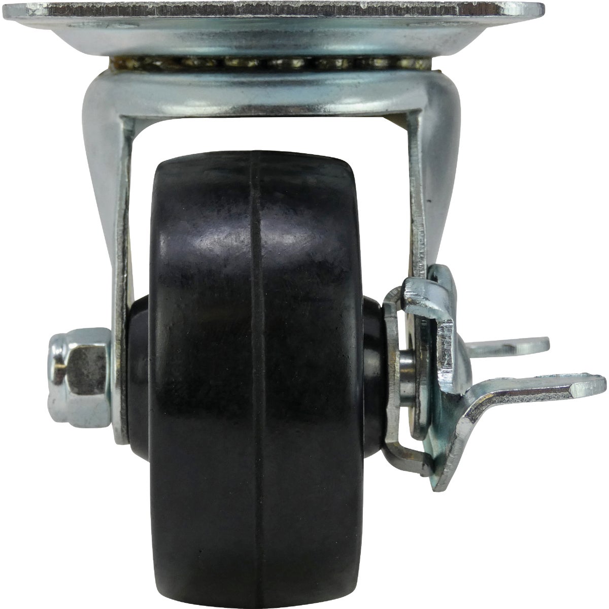 Shepherd Hardware 2-1/2 In. General-Duty Soft Rubber Swivel Plate Caster with Brake Image 6