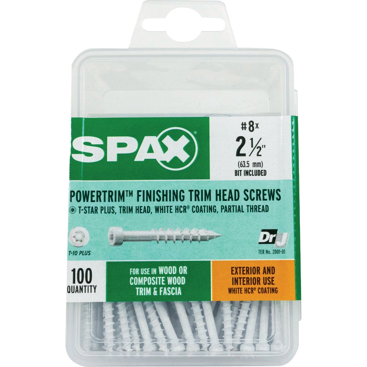 SPAX PowerTrim #8 x 2-1/2 In. T10 Plus Cylindric Head HCR (Exterior Rated) White Trim Screw (100-Count) Image 5