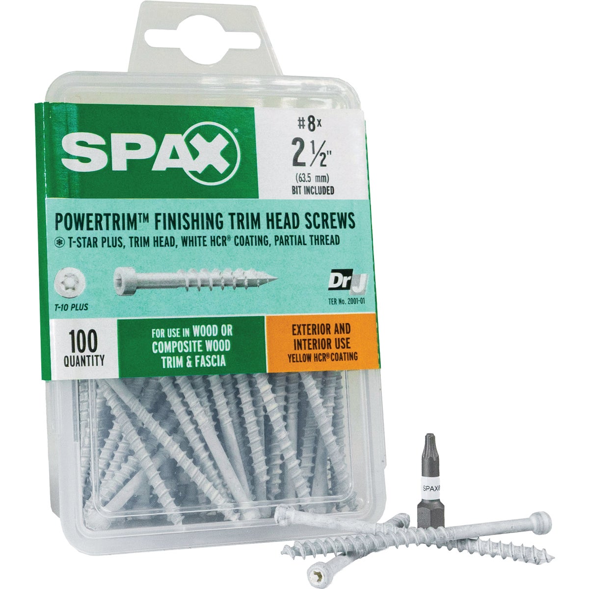 SPAX PowerTrim #8 x 2-1/2 In. T10 Plus Cylindric Head HCR (Exterior Rated) White Trim Screw (100-Count) Image 1