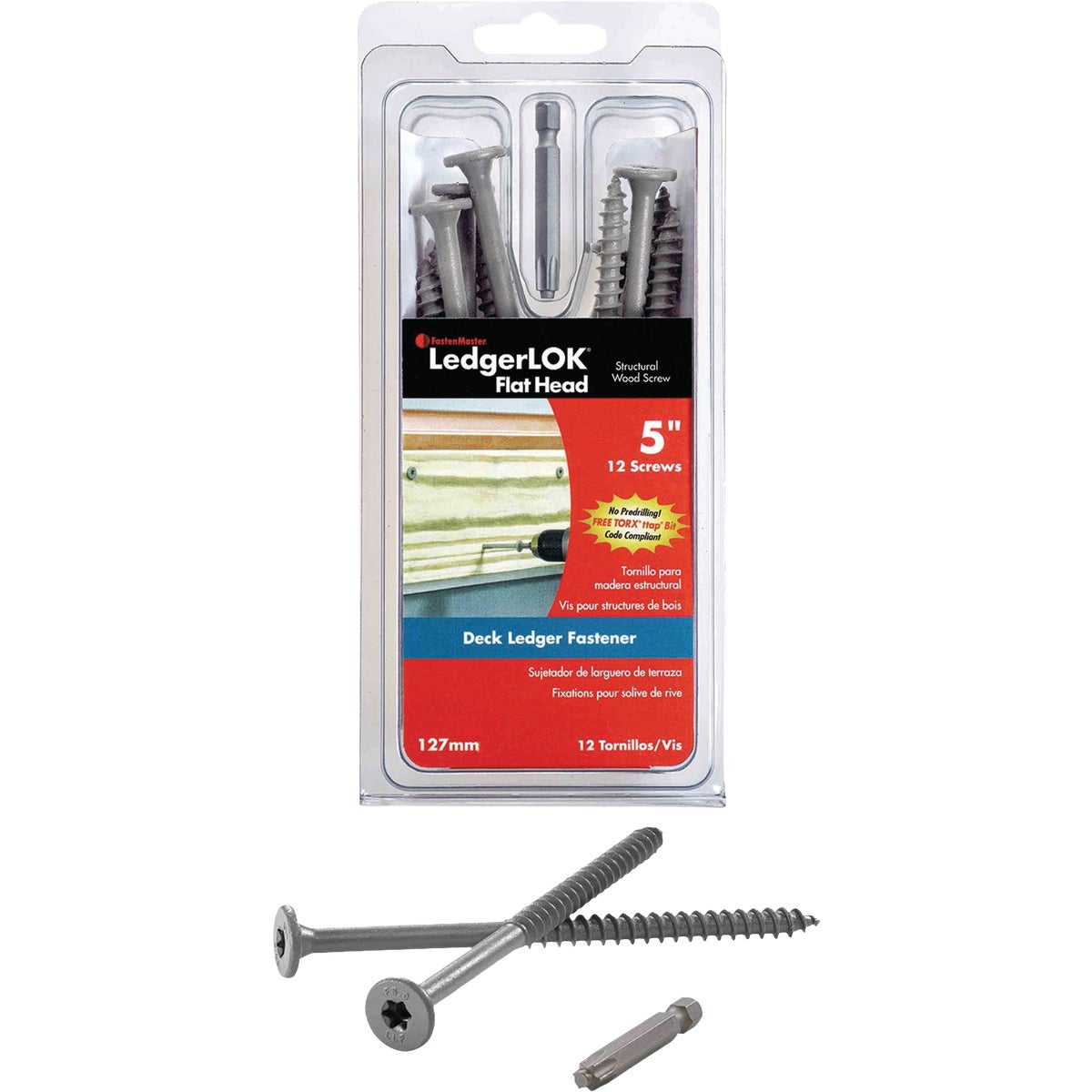 FastenMaster LedgerLok 0.305 In. x 5 In. Coarse Steel Flat-Head Ledger Board Fasteners (12-Count)
