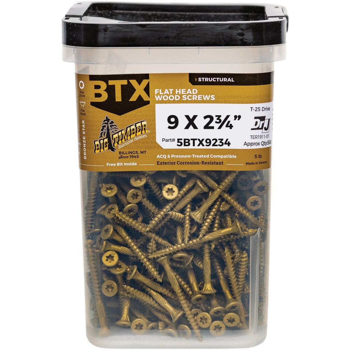 Big Timber #9 x 2-3/4 In. Bronze Star Drive Flat Head Wood Screw (5 Lb.) Image 1