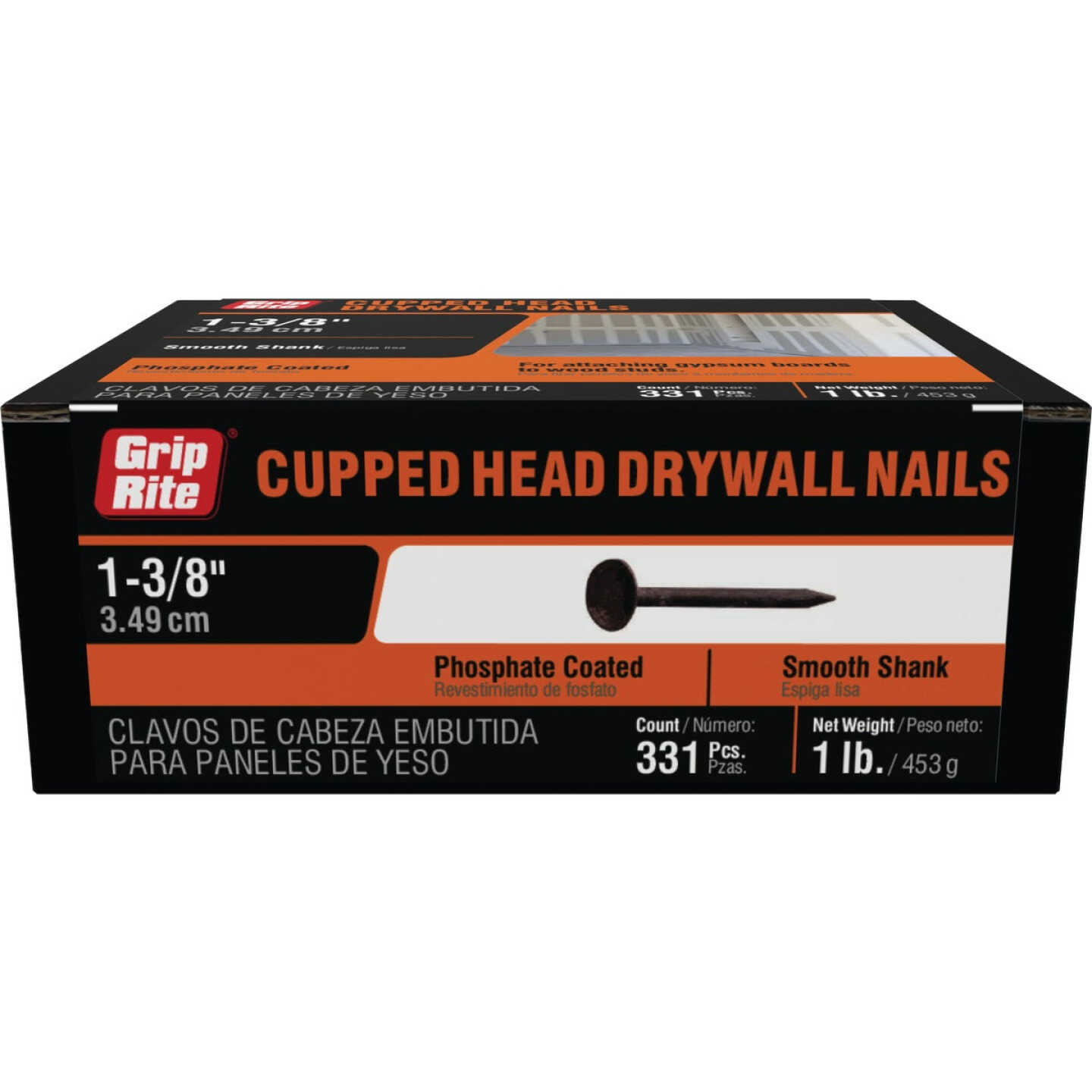 Grip-Rite 1-3/8 In. x 12-1/2 ga Phosphate Coated Drywall Nails (320-Count) Image 2