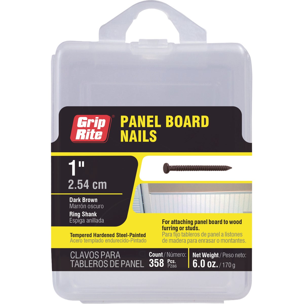 Grip-Rite 1 In. x 16-1/2 ga Ring Shank Dark Brown Paneling Nail (358-Count) Image 2