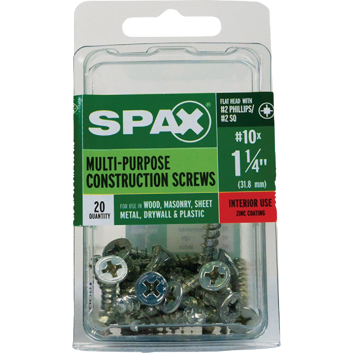 SPAX #10 x 1-1/4 In. Unidrive (Combo Drive) Flat Head Zinc (Interior) Multi-Purpose Construction Screw (20-Count) Image 4
