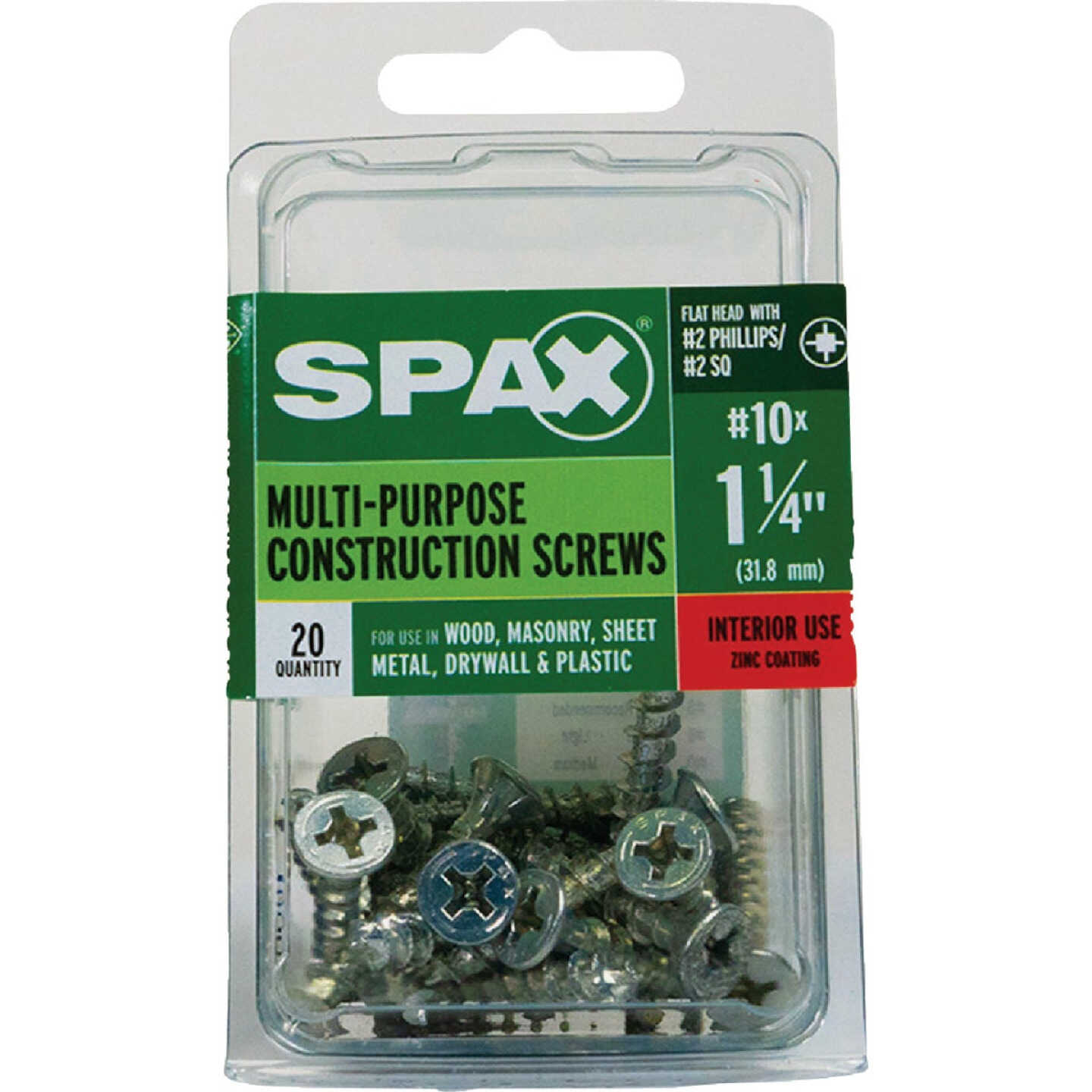 SPAX #10 x 1-1/4 In. Unidrive (Combo Drive) Flat Head Zinc (Interior) Multi-Purpose Construction Screw (20-Count) Image 4