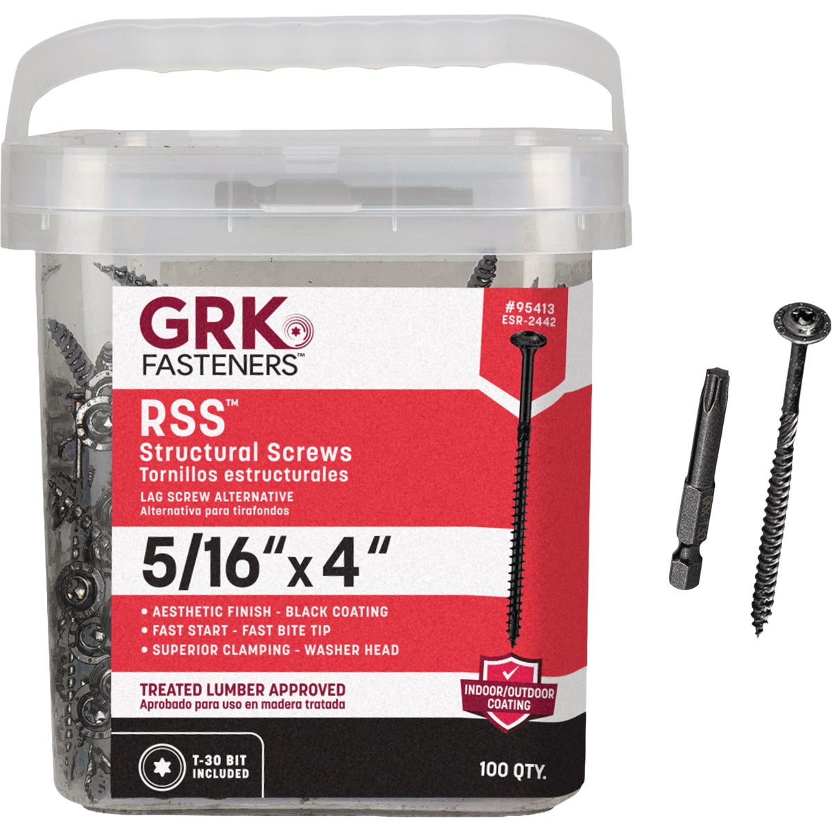 GRK RSS 5/16 In. x 4 In. Black Exterior Structural Screw (100-Count)