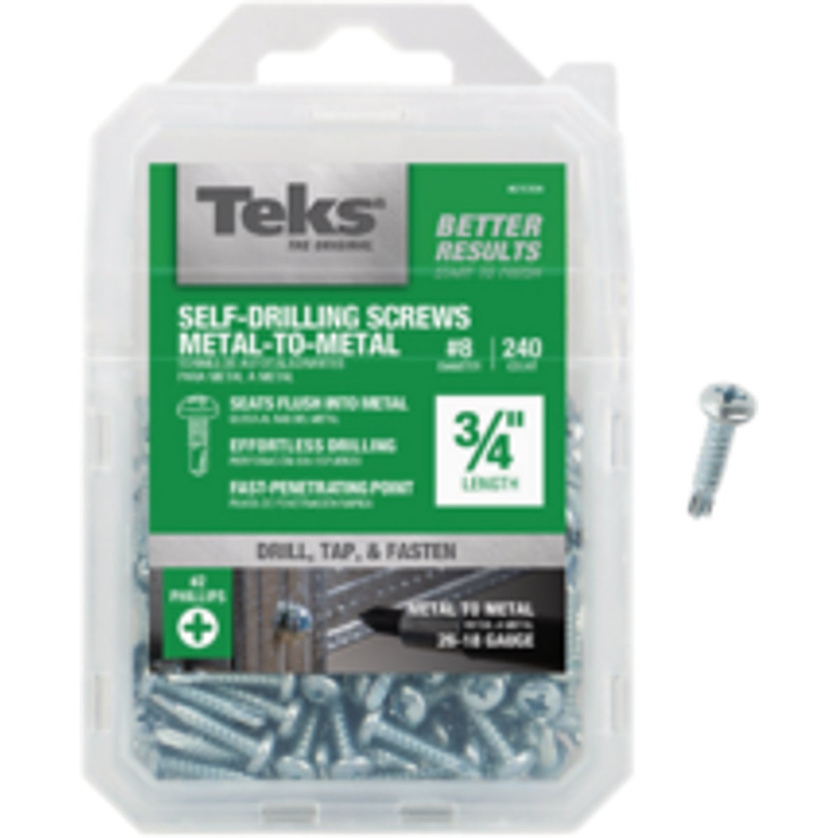 Teks #8 x 3/4 In. Pan Head Drill Point Metal to Metal Screw (240-Count)