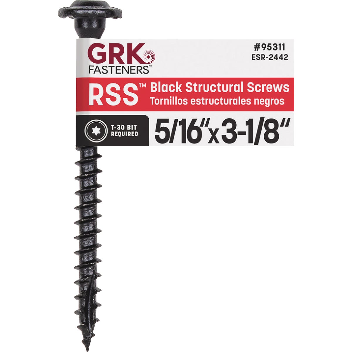 GRK RSS 5/16 In. x 3-1/8 In. Star Drive Washer-Head Black Structure Screw