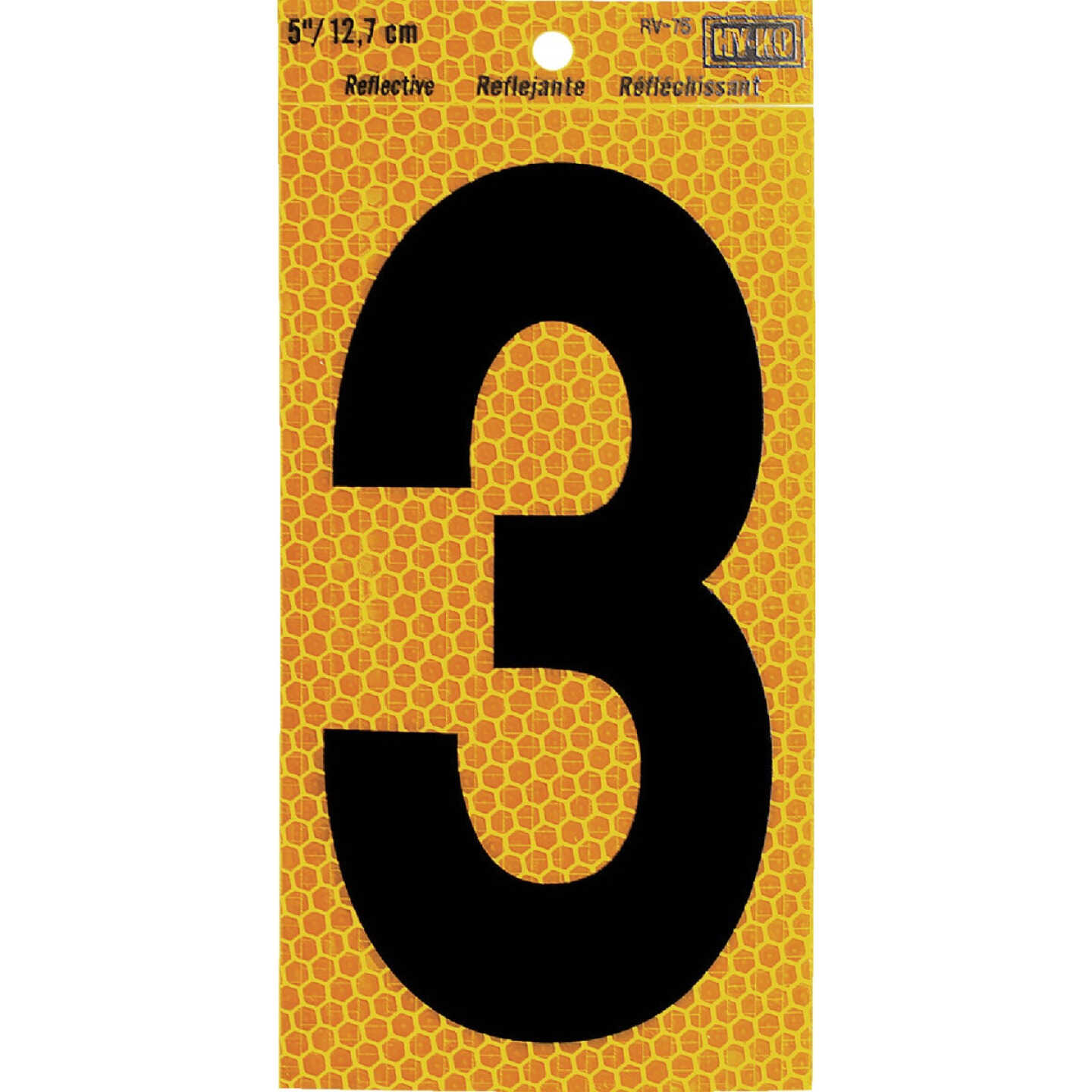 Hy-Ko 5 In. Yellow Reflective Number 3 Image 1