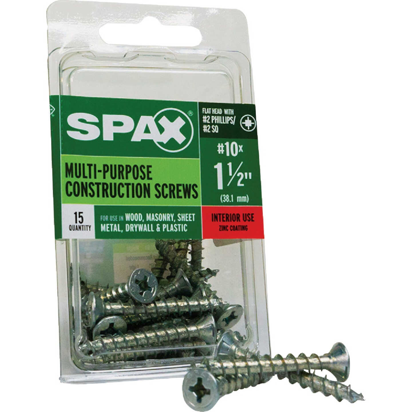 SPAX #10 x 1-1/2 In. Unidrive (Combo Drive) Flat Head Zinc (Interior) Multi-Purpose Construction Screw (15-Count) Image 6