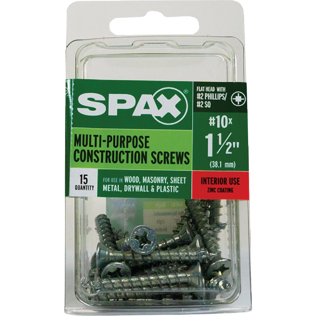 SPAX #10 x 1-1/2 In. Unidrive (Combo Drive) Flat Head Zinc (Interior) Multi-Purpose Construction Screw (15-Count) Image 4