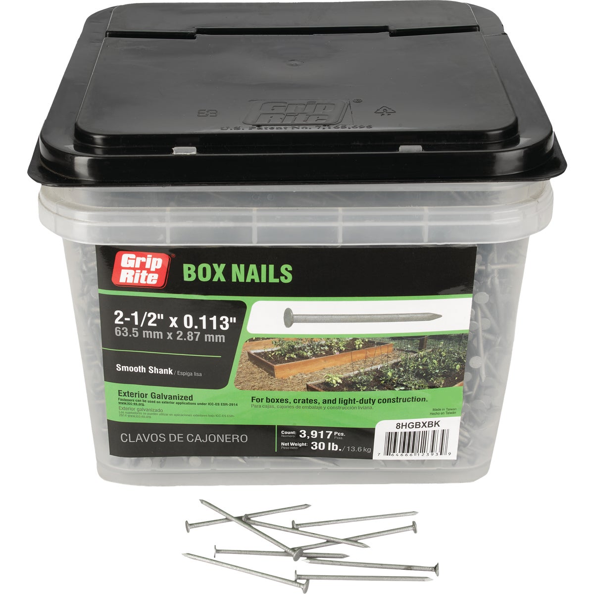 Grip-Rite 2-1/2 In. 8d x 11.5 ga Hot Dipped Galvanized Steel Box Nail (30 Lb.)