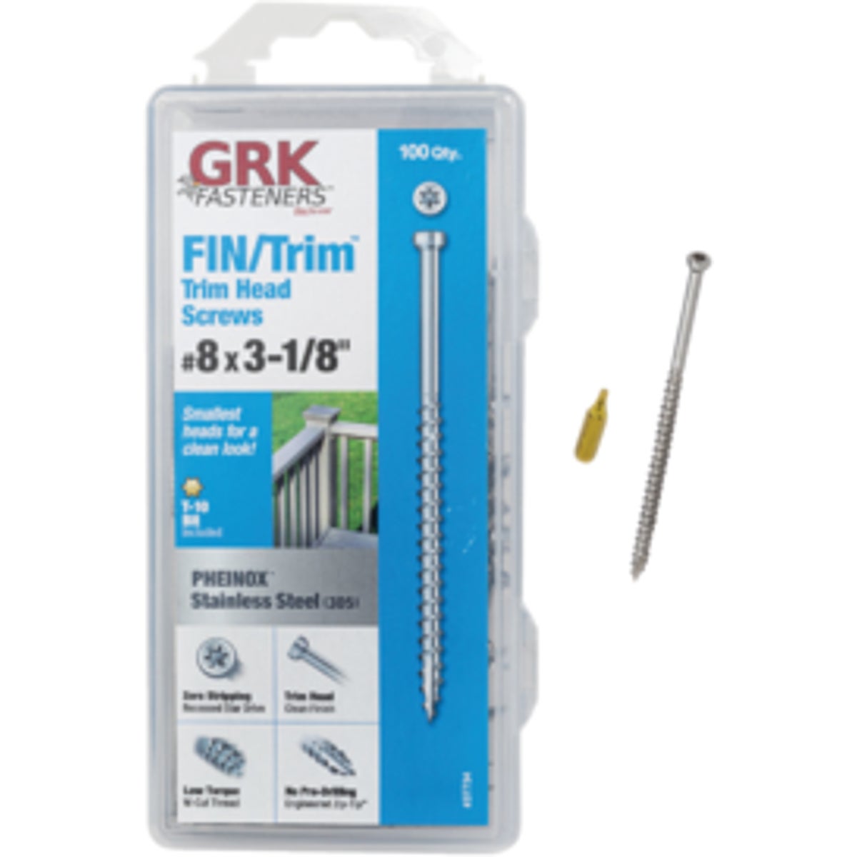 GRK #8 x 3-1/8 In. Star Drive Stainless Steel Trim Screw (100-Count)